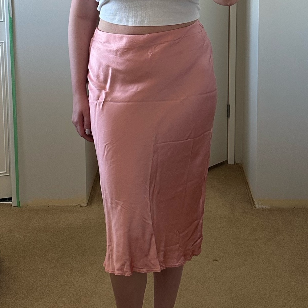 Silky midi skirt